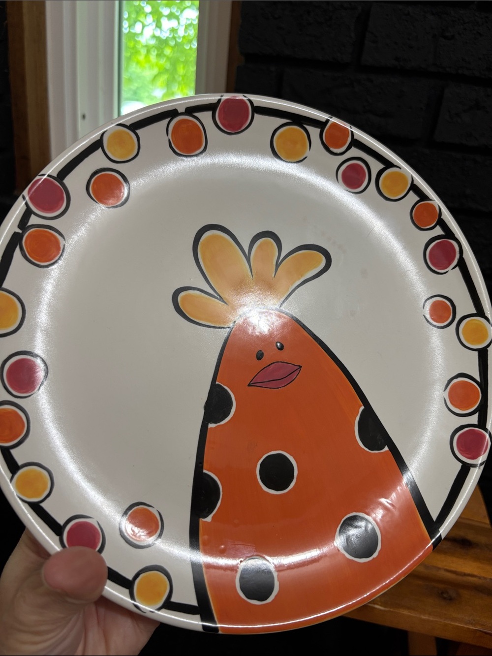 Bella Casa by GANZ whimsical lips chicken dinner plate hand painted polka dot